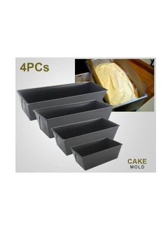 English cake tray set, 4 pieces, rectangular molds for making English cake, brownies, and molten cake. The set consists of 4 trays of different sizes.