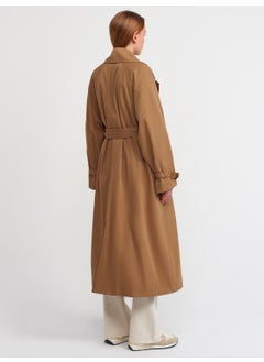 Dilvin 60333 Midi Length Trench Coat-Camel  - Image 2