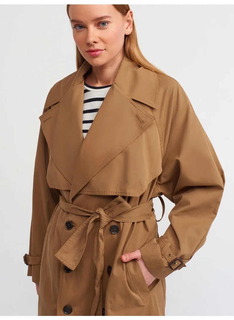 ديلفين 60333 Midi Length Trench Coat-Camel