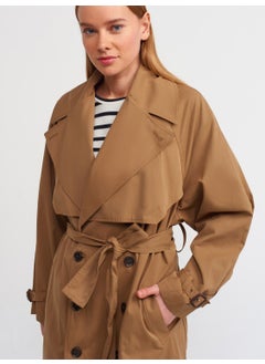 Dilvin 60333 Midi Length Trench Coat-Camel  - Image 4
