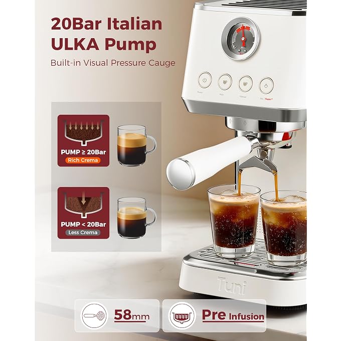 Tuni E2 Gen3 Dual Boiler Espresso Machine with Super+ Steam Power, Ivory | 20 Bar Espresso Coffee Machine with PID NTC Temp Control,58mm Brew System for Cold Brew,Espresso,Cappuccino,Latte - Image 2
