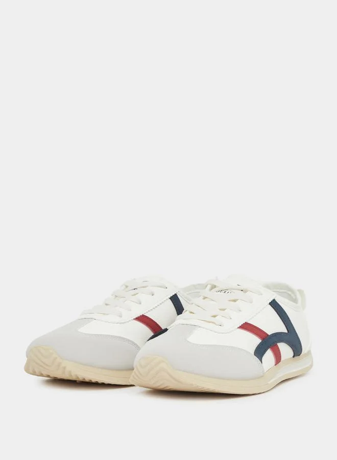 Styli Active Striped Panel Lace Up Sneakers
