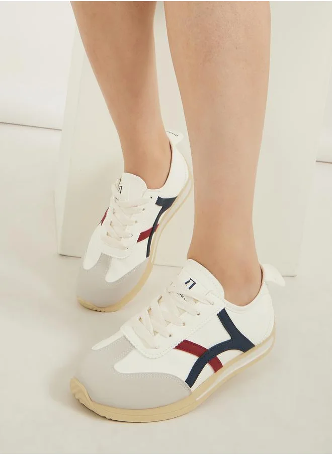 Styli Striped Panel Lace Up Sneakers