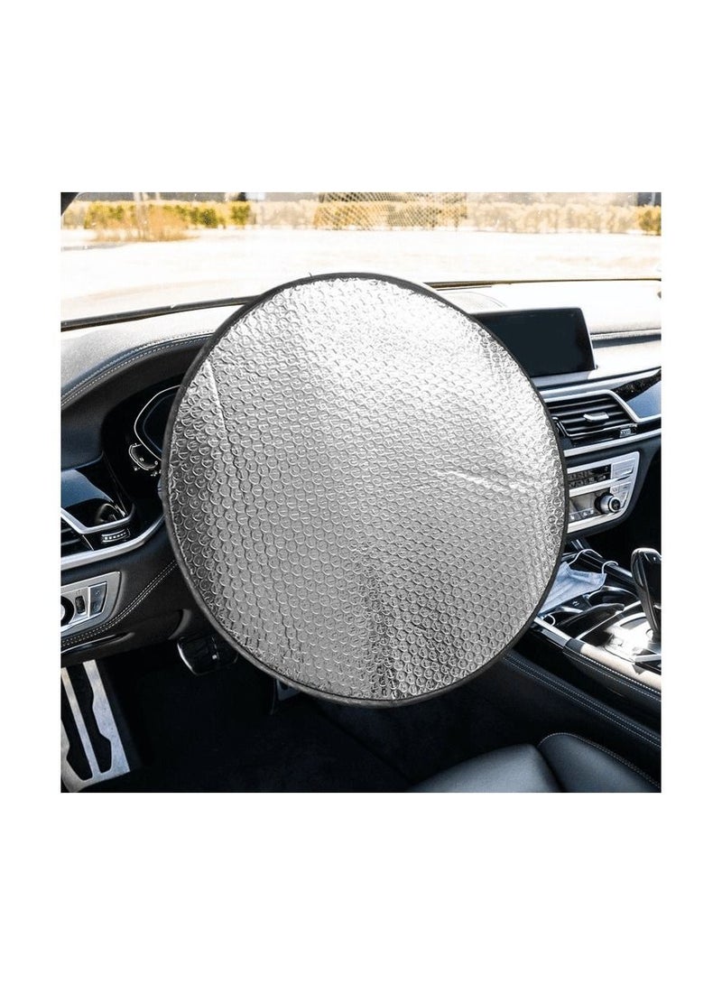 Car Steering Wheel Cover Sun Shade Cover Aluminium Film Sun Shades Automotive Interior Product 43cm - Image 1