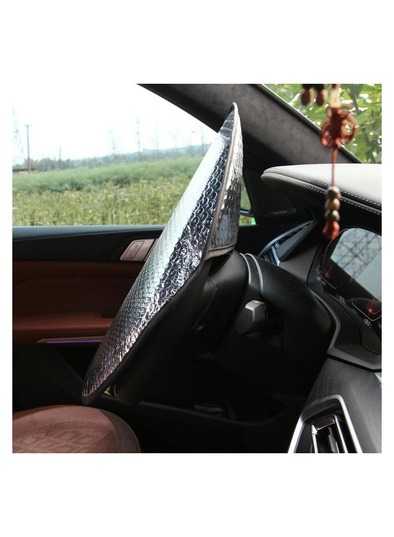 Car Steering Wheel Cover Sun Shade Cover Aluminium Film Sun Shades Automotive Interior Product 43cm - Image 2