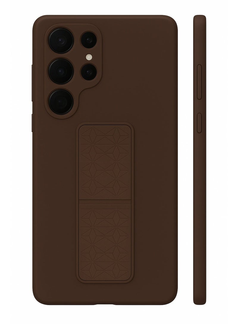 Samsung Galaxy S25 Ultra Case Cover – Magnetic Kickstand & Holder (Brown)