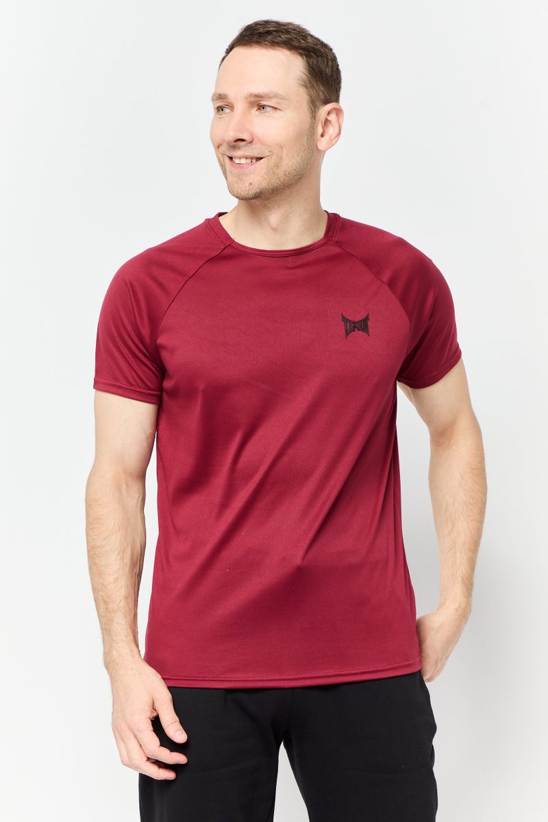 TapouT Men Sportswear Fit Short Sleeves Training T-shirt, Maroon  - Image 1