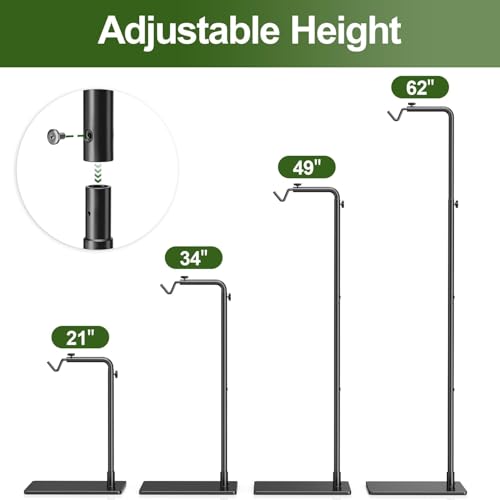 Josmimic Reptile Heat Lamp Stand Adjustable 21"-62" – Metal Light Holder with Heavy Base for Bearded Dragon, Turtle, Snake, Lizard – Aquarium and Terrarium Heating Lamp Fixture - Image 2