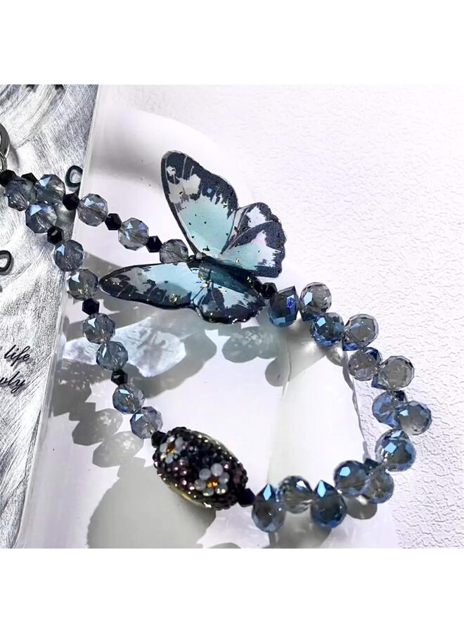 سلسلة هاتف على شكل فراشة، سلسلة هاتف أنيقة على شكل فراشة، سوار هاتف أنيق مصنوع يدويًا، ملحقات سلسلة هاتف أنيقة على شكل فراشة لعشاق الأناقة - Image 2