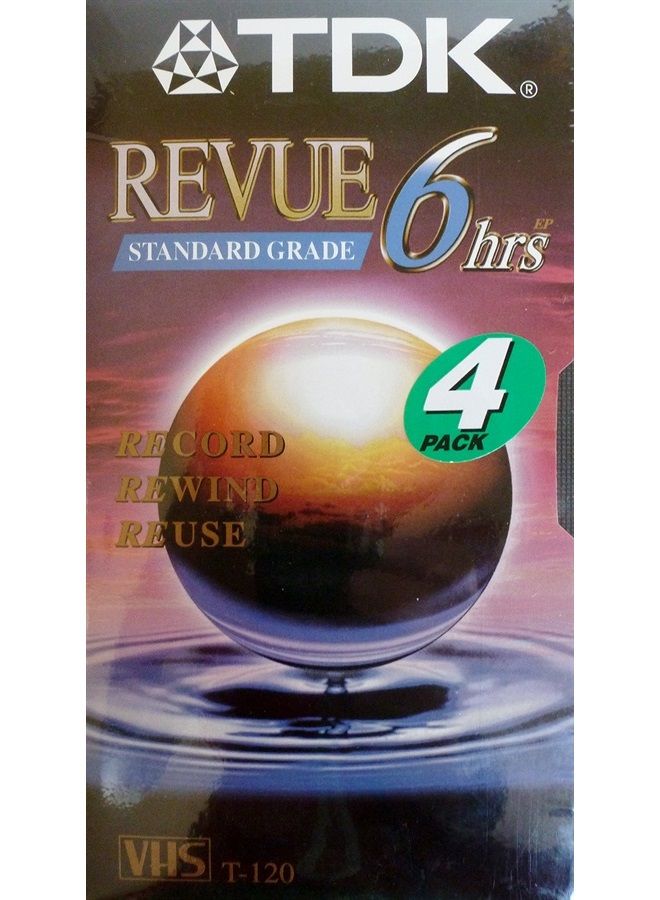 TDK 4 Pack T-120 VHS Video Tape - Image 1