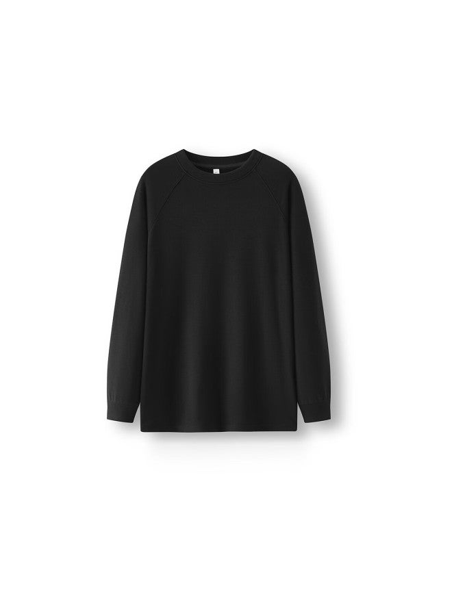 Semir Women's Long Sleeve T-shirt Loose Fit Thermal Solid Color Drop Shoulder Sleeve Winter Fleece Split Hem 109725101002 - Image 3