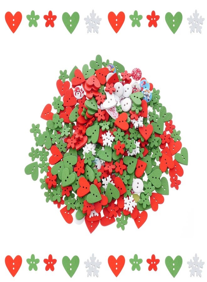 yeabwps 200 Pieces Christmas Wooden Buttons Assorted Christmas Art Craft Buttons Snowflake Buttonsfor Handmade Project, Mixed Sizes and Styles - Image 1