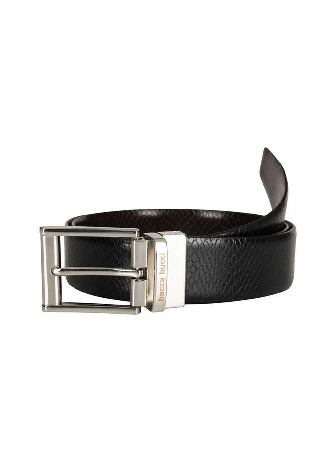 باكا بوتشي حزام جلد رجالي أسود وبني قابل للعكس