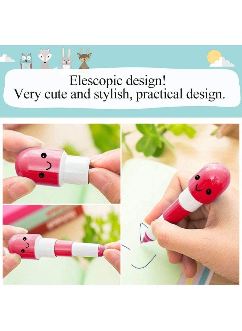 24 Pcs Mini Retractable Ballpoint Pens, Cute Emoticon Cartoon Face Blue Ink Writing Ball Pens Set, Retractable Design, Non Toxic, for Kindergarten School Gifts, Random Color - Image 3