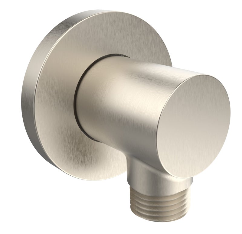 Aquaiaw Wall Supply Elbow with O-Ring Flange, Tapered 1/2 NPT Female Inlet, Solid Brass Wall Union, Round Water Supply Elbow, PVD Brushed Nickel, G1/2 Outlet - Image 1