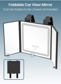 Moxedo Moxedo Car Visor Mirror Rechargeable and Foldable Vanity Makeup Mirror with 3 Lightning, Brightness Modes and Dimmable Touch Screen Universal for Car Truck SUV Rearview  - Image 4