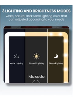 Moxedo Moxedo Car Visor Mirror Rechargeable and Foldable Vanity Makeup Mirror with 3 Lightning, Brightness Modes and Dimmable Touch Screen Universal for Car Truck SUV Rearview  - Image 2