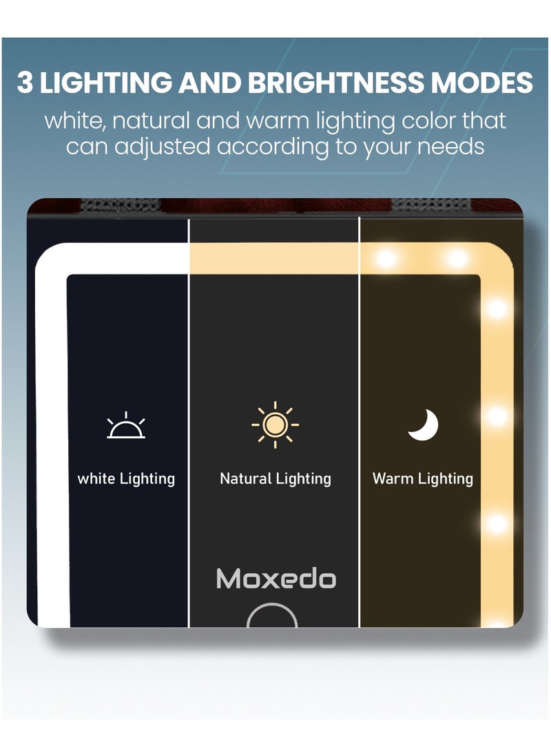 Moxedo Moxedo Car Visor Mirror Rechargeable and Foldable Vanity Makeup Mirror with 3 Lightning, Brightness Modes and Dimmable Touch Screen Universal for Car Truck SUV Rearview  - Image 2