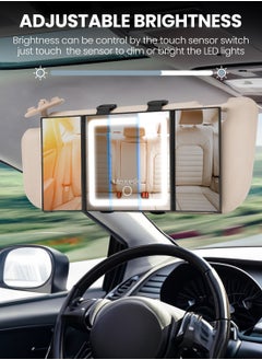Moxedo Moxedo Car Visor Mirror Rechargeable and Foldable Vanity Makeup Mirror with 3 Lightning, Brightness Modes and Dimmable Touch Screen Universal for Car Truck SUV Rearview  - Image 5