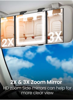 Moxedo Moxedo Car Visor Mirror Rechargeable and Foldable Vanity Makeup Mirror with 3 Lightning, Brightness Modes and Dimmable Touch Screen Universal for Car Truck SUV Rearview  - Image 3