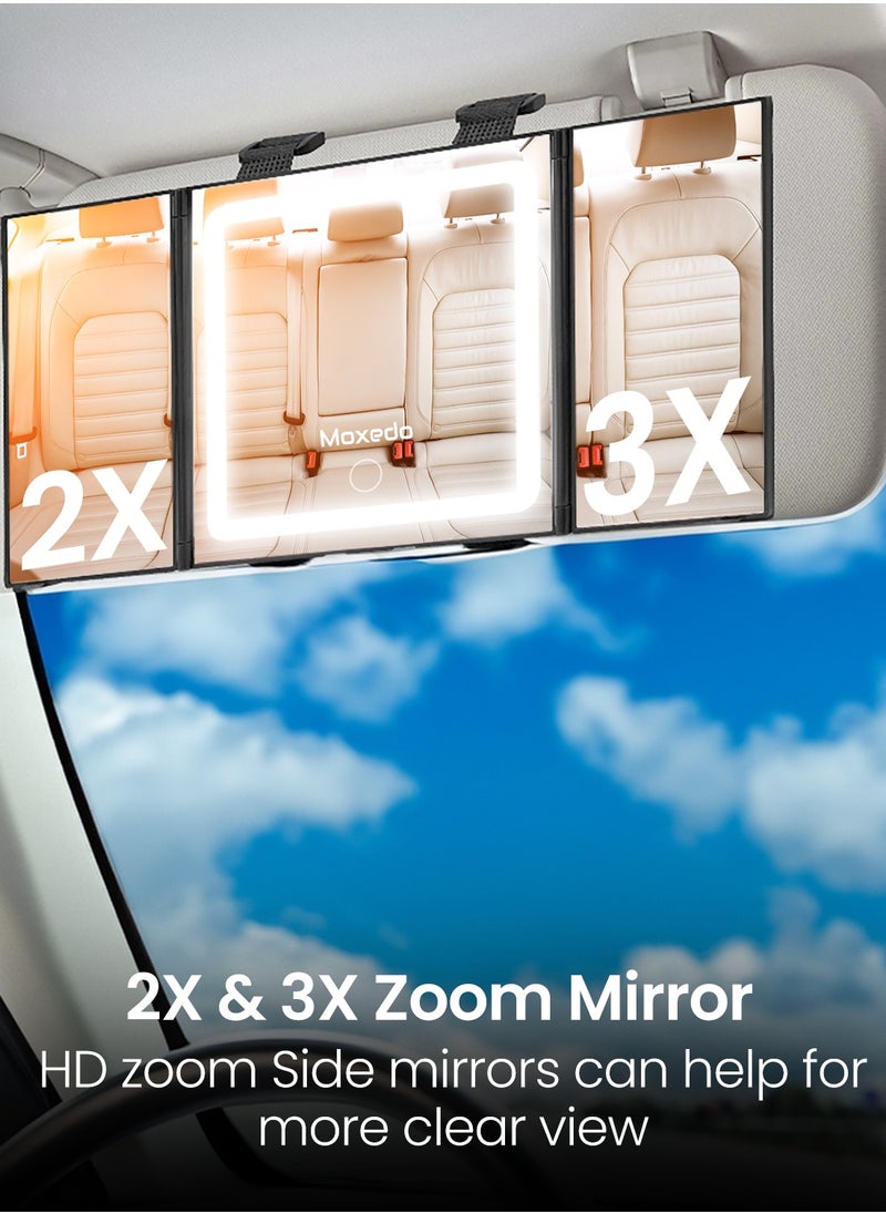 Moxedo Moxedo Car Visor Mirror Rechargeable and Foldable Vanity Makeup Mirror with 3 Lightning, Brightness Modes and Dimmable Touch Screen Universal for Car Truck SUV Rearview  - Image 3