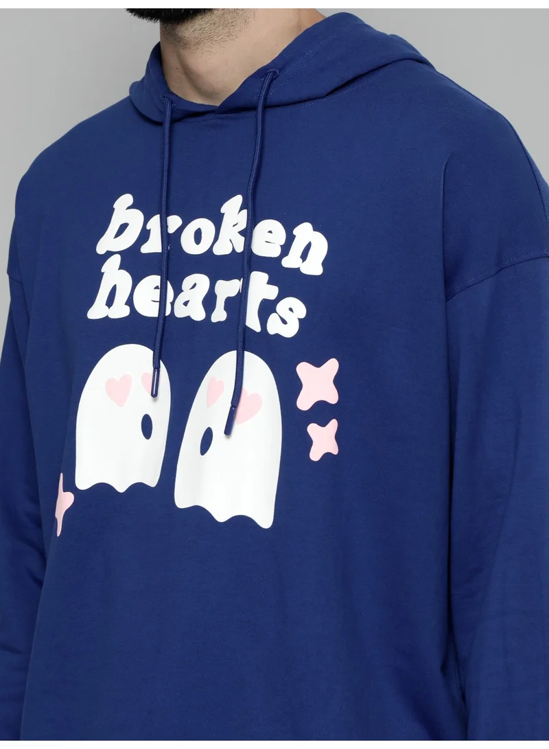 Maniac  Maniac Mens Hooded Fullsleeve Printed Royal Blue Cotton Fleece Sweatshirt for Men | Best Price UAE