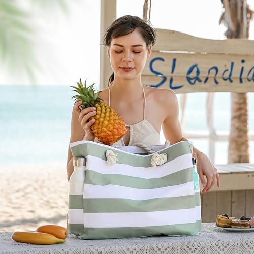 Pleneal Beach Bags For Women - Large Beach Bags with Zipper Waterproof Sandproof Swim Pool Bag Large Tote - Image 2