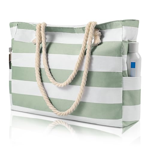 Pleneal Beach Bags For Women - Large Beach Bags with Zipper Waterproof Sandproof Swim Pool Bag Large Tote - Image 1