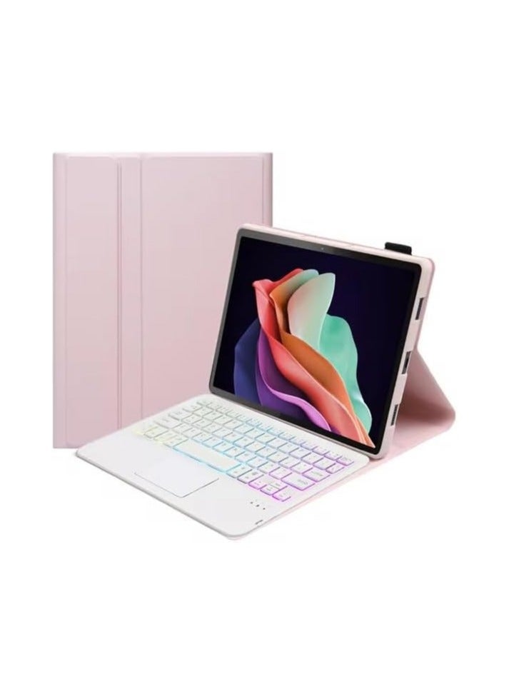 Arabic and English backlit keyboard case compatible with Honor Pad X8a 11 "(2024) with magnetic detachable wireless color backlit touch keyboard and case