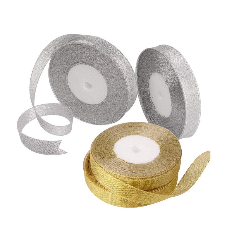 DIY Crafts Design No # 5, 15 mm, Glitter Metallic Ribbon Wide Sparkly Fabric Ribbon for Gift Crafters Sewing Brithday Wrap Card Making Hair Bows Floral Project(Design No # 5, 15 mm) - Image 3