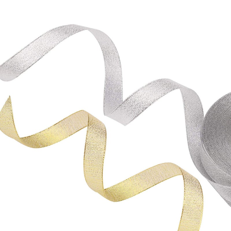 DIY Crafts Design No # 5, 15 mm, Glitter Metallic Ribbon Wide Sparkly Fabric Ribbon for Gift Crafters Sewing Brithday Wrap Card Making Hair Bows Floral Project(Design No # 5, 15 mm) - Image 4