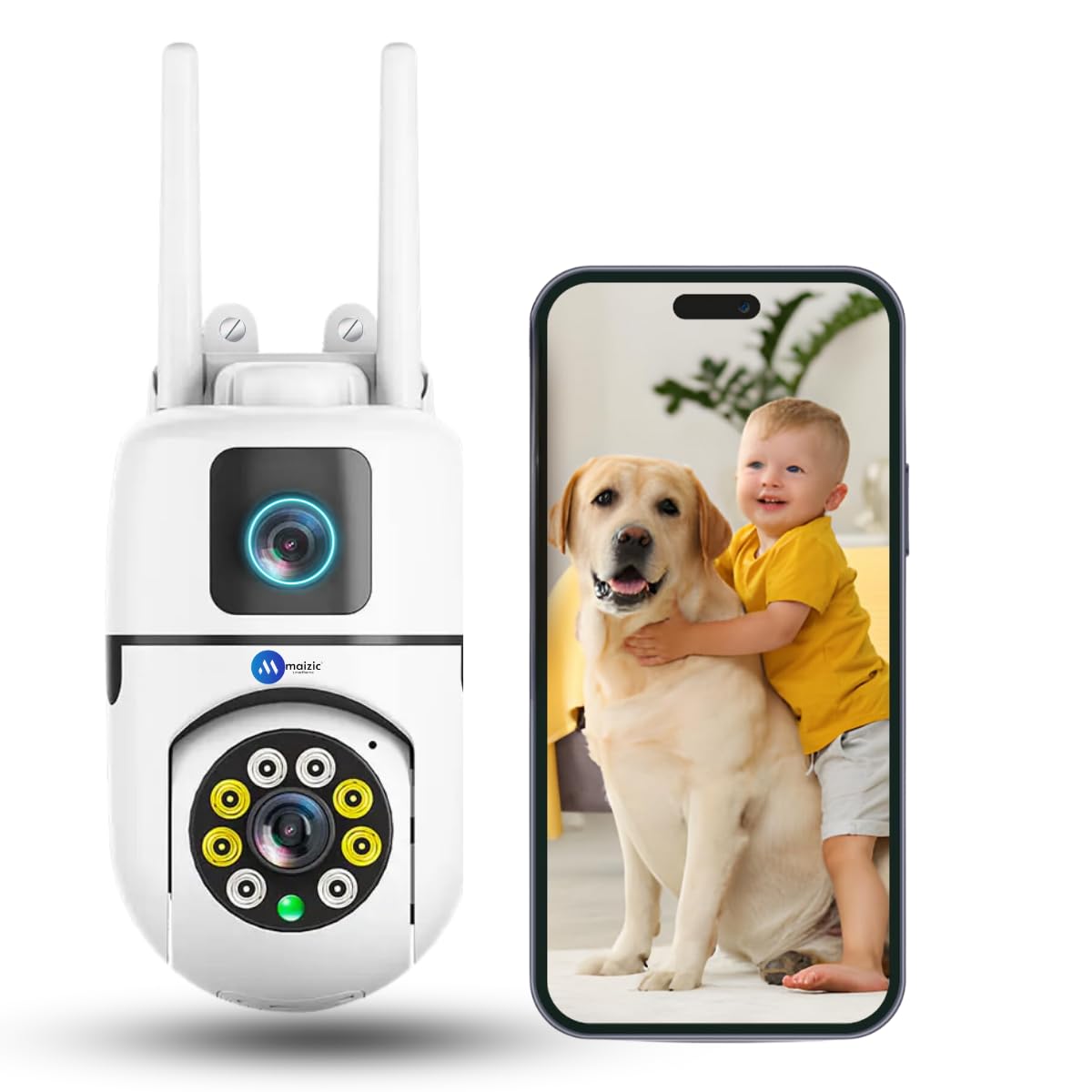 maizic Maizic Maizic Smarthome Indoor Camera Duallens 4mp4mp Pantilt Zoom Cctv Camera Outdoor Indoor Home Security Camera IP66 Waterproof 2 Way Talk Color Night Vision Motion Detection
