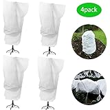 Alpurple Alpurple 4 Packs Winter Drawstring Plant Covers-23.6 x 31.5 Inch Warm Plant Protection Cover Bags, Frost Cloth Blanket  - Image 1