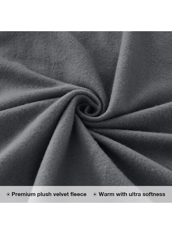 Viviland Plush Micro Fleece Full Bed Sheet Set - Soft Polar Fleece Velvet Sheets - Extra Warm Winter Flannel Bed Sheets with Deep Pocket - Dark Gray - Full - Image 3