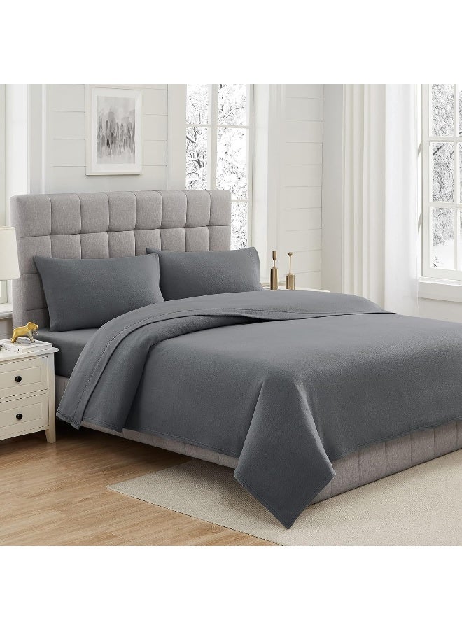 Viviland Plush Micro Fleece Full Bed Sheet Set - Soft Polar Fleece Velvet Sheets - Extra Warm Winter Flannel Bed Sheets with Deep Pocket - Dark Gray - Full - Image 2