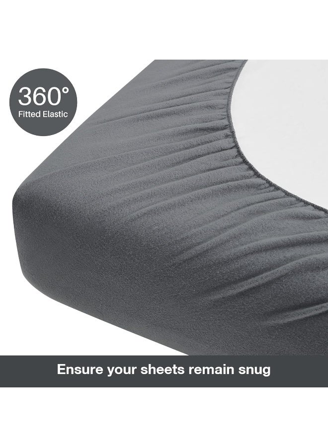 Viviland Plush Micro Fleece Full Bed Sheet Set - Soft Polar Fleece Velvet Sheets - Extra Warm Winter Flannel Bed Sheets with Deep Pocket - Dark Gray - Full - Image 5