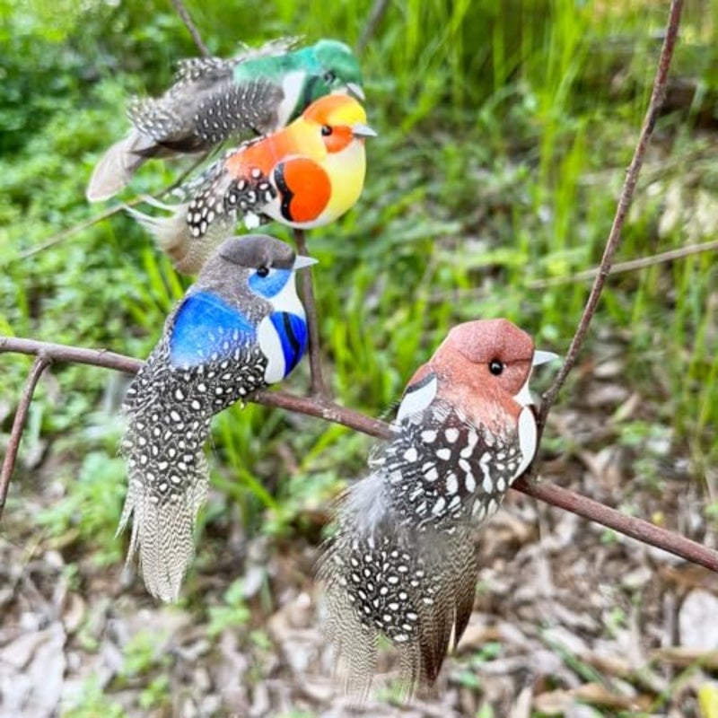 4pcs Artificial Birds Clip on Bird Ornaments with Feathers for Spring Christmas Tree tion, Arts and Crafts and Floral Arrangements - Image 2