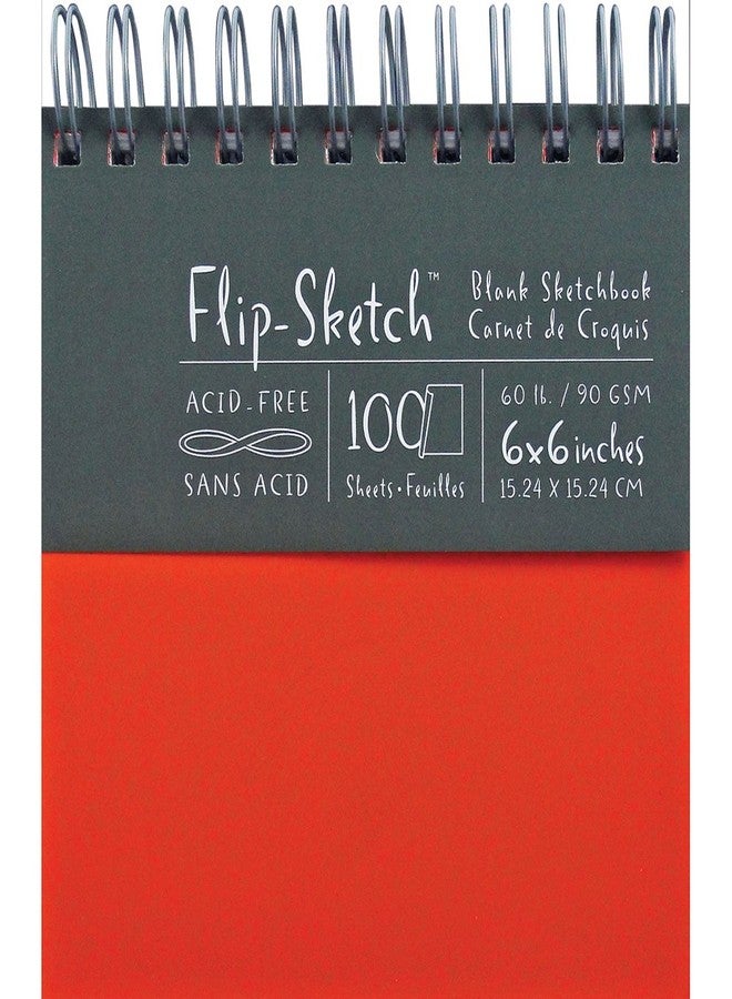 Global Art 6-Inch by 6-Inch Flip Sketch Wire Bound Blank Sketchbook, Madarin, 100 Pages