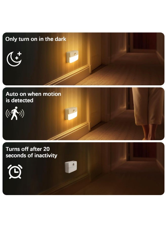 مجموعة من 3 مصابيح ليلية بمستشعر حركة، تعمل بالبطارية لاسلكيًا، تُثبّت على الأسطح الدافئة، مثالية لإضاءة أسفل الخزائن، والسلالم، والخزائن، والأسطح، والمطابخ، للاستخدام الداخلي والخارجي. - Image 3