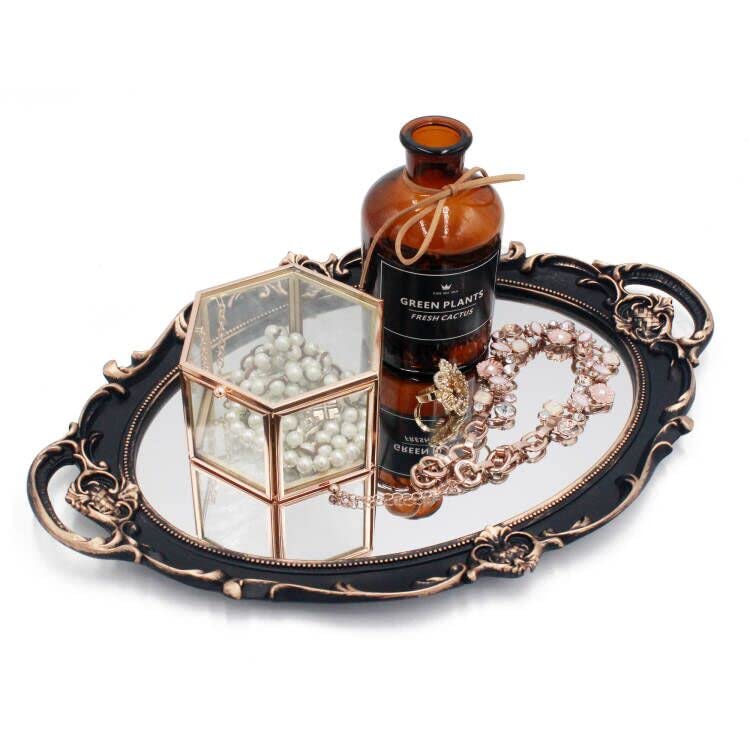 Eaoundm 14.5 x 10 inchs Smallest Oval Antique Decorative Wall Mirror Vintage Hanging Mirror Brown - Image 3