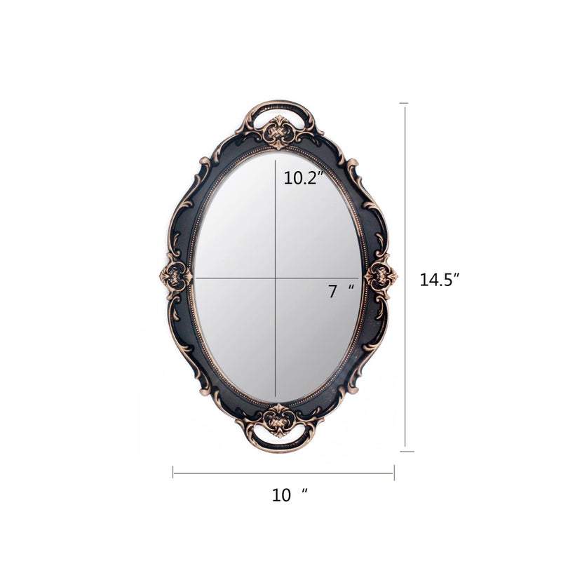 Eaoundm 14.5 x 10 inchs Smallest Oval Antique Decorative Wall Mirror Vintage Hanging Mirror Brown - Image 5