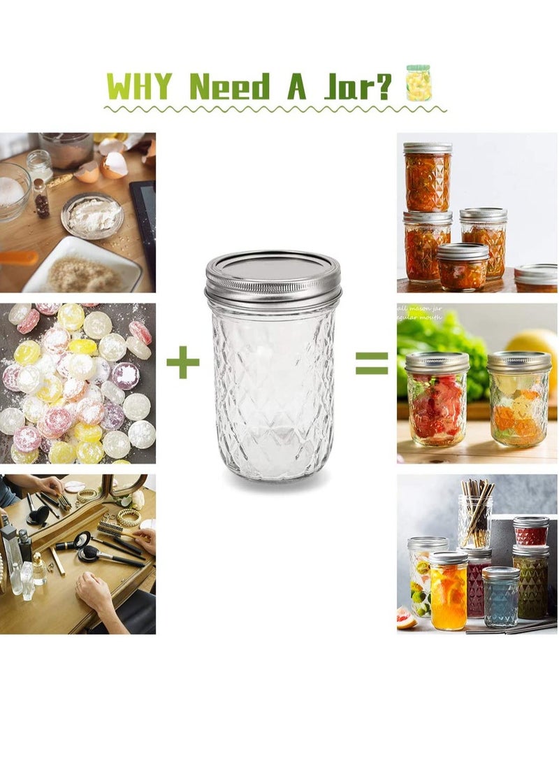 SYOSI Ma son Jars with Lids and Bands, Ball Regular Mouth Ma son Jars, Quilted Crystal Jars Ideal for Jams, Jellies, Conserves, Preserves, Fruit Syrups, Chutneys, and Pizza Sauce - Image 3