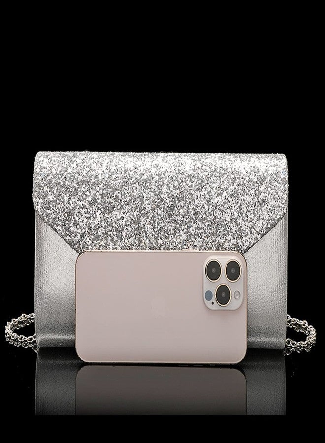 LETODE 4Pcs Evening Clutch Bag Jewelry Set For Women Rhinestone Shiny Evening Purse Handbag Clutches Purses For Wedding Party-Silver - Image 5