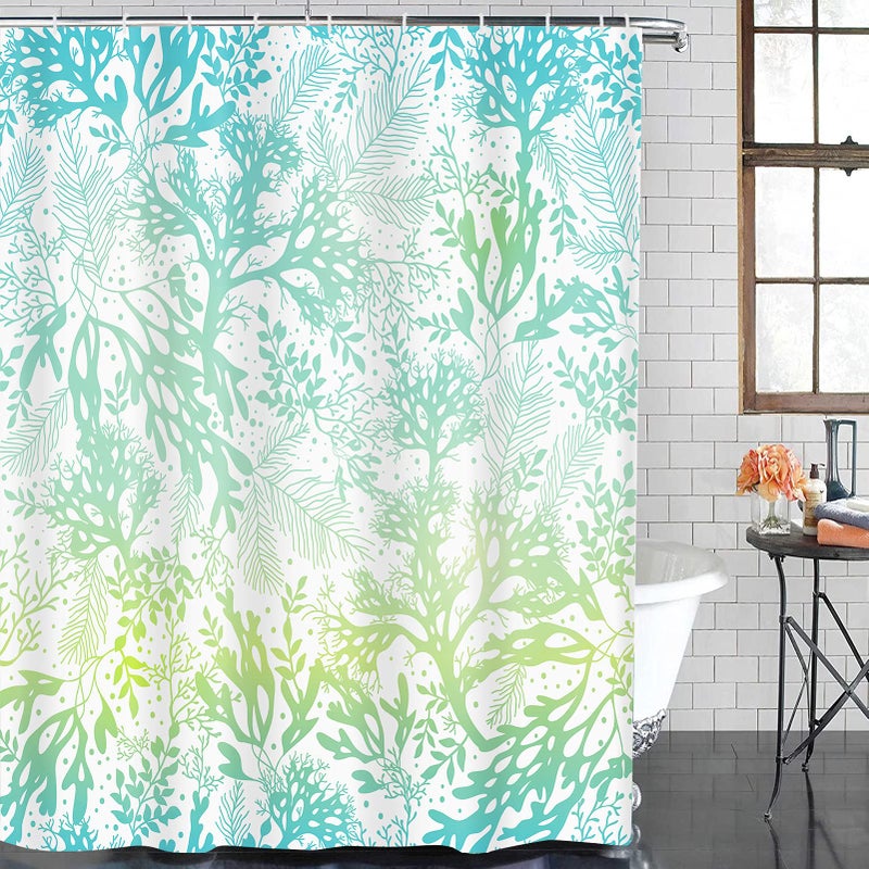 Emvency Shower Curtain Green Sea Blue Freen Ocean Seaweed Great for Elegant Gray Kelp Marine Waterproof Polyester Fabric 72 x 72 inches Set with Hooks - Image 5