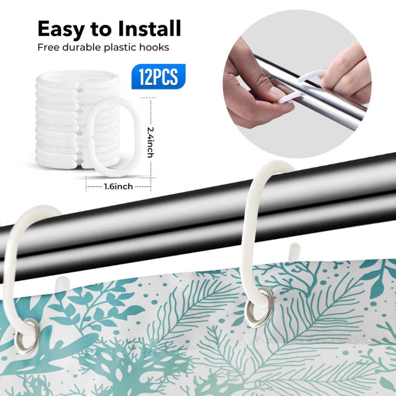 Emvency Shower Curtain Green Sea Blue Freen Ocean Seaweed Great for Elegant Gray Kelp Marine Waterproof Polyester Fabric 72 x 72 inches Set with Hooks - Image 2