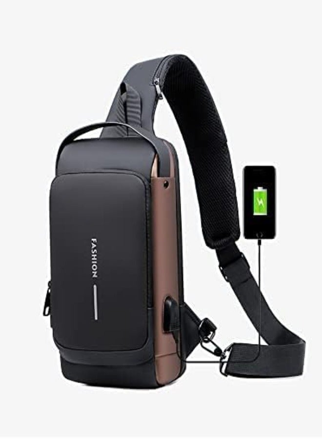 Marrkhor Anti theft Crossbody Sling bag,Shoulder Backpack,Lightweight Chest Daypack with USB Charging Port,Fit for 9.7'' ipad - Image 1