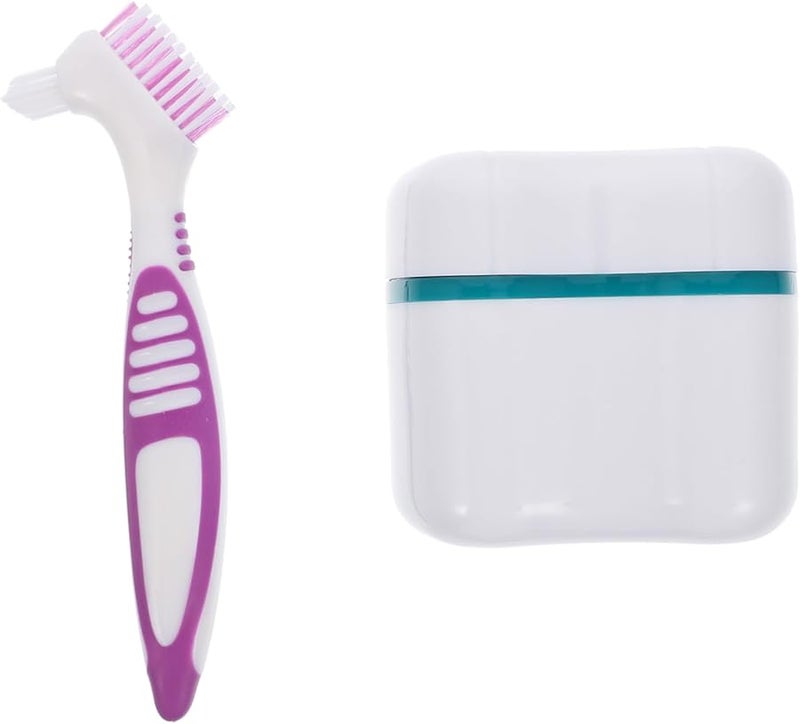 حافظة تنظيف أطقم الأسنان المحمولة ذات الرأسين ذو الشعيرات الناعمة للاستخدام المنزلي والسفر - Image 2