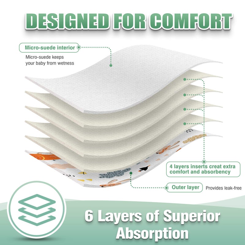 wegreeco Cloth Diapers 6 Pack with 6 Inserts & 1 Wet Bag, Washable Cloth Diapers for Babies, One Size Adjustable Reusable (Bright Animals) - Image 4