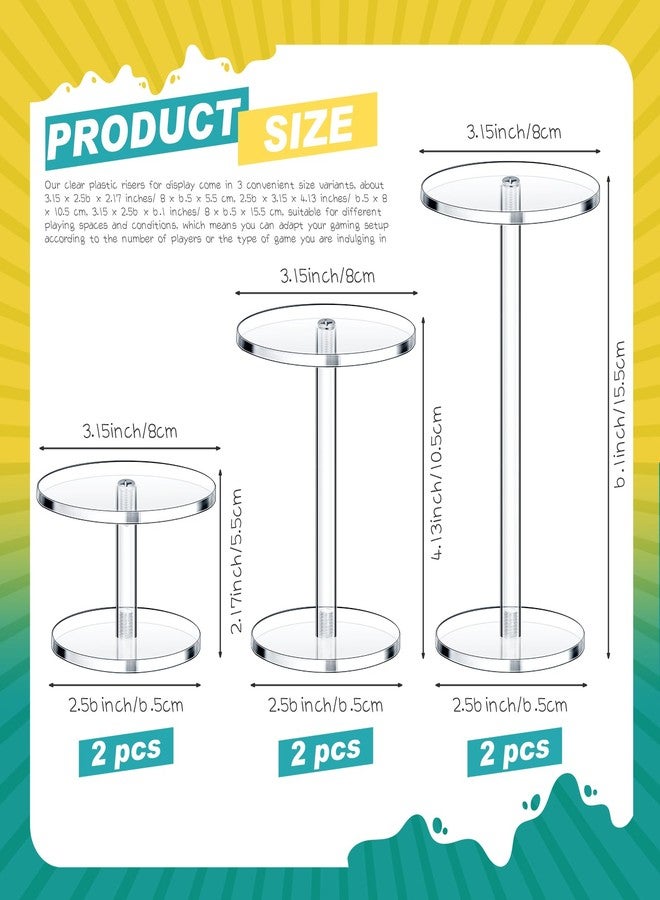 Burbell 6 Pieces Flying Miniatures Acrylic Display Stand Flying Miniatures Combat Riser Round Clear Flight Acrylic Stands for Display Tabletop RPG Board Game Cake - Image 2