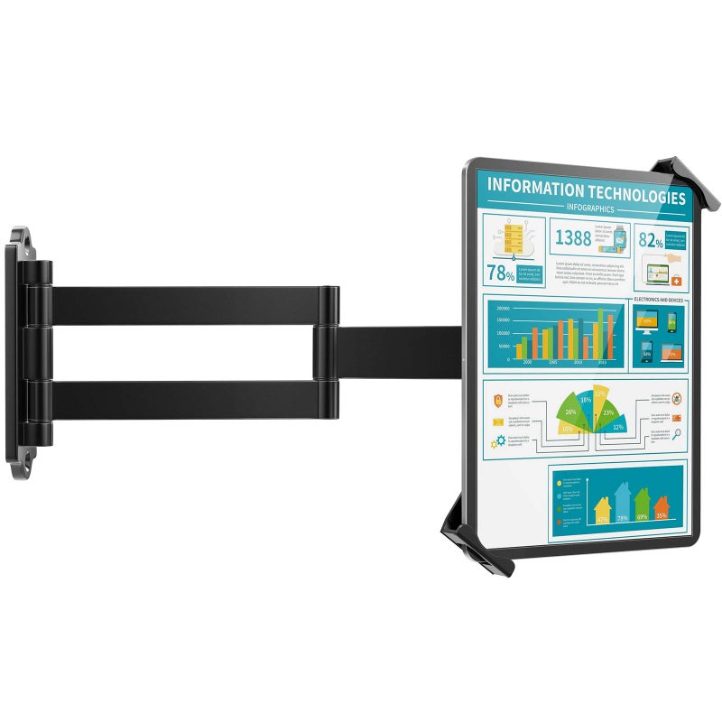 AboveTEK Tablet Wall Mount - 360Â° Rotation Tablet Holder Stand with Extension Arm, Anti-Theft Kitchen Mount Fits 7"-11" Tablets Including iPad Pro/Air/Mini, Galaxy Tab - Security Lock & Key - (Black) - Image 1